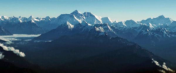 Mt. Everest view from a mountain flight